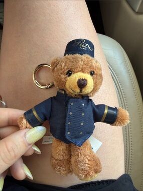Ritz Paris Brown Plush Bear Keychain in Navy Uniform - Kids Accessories